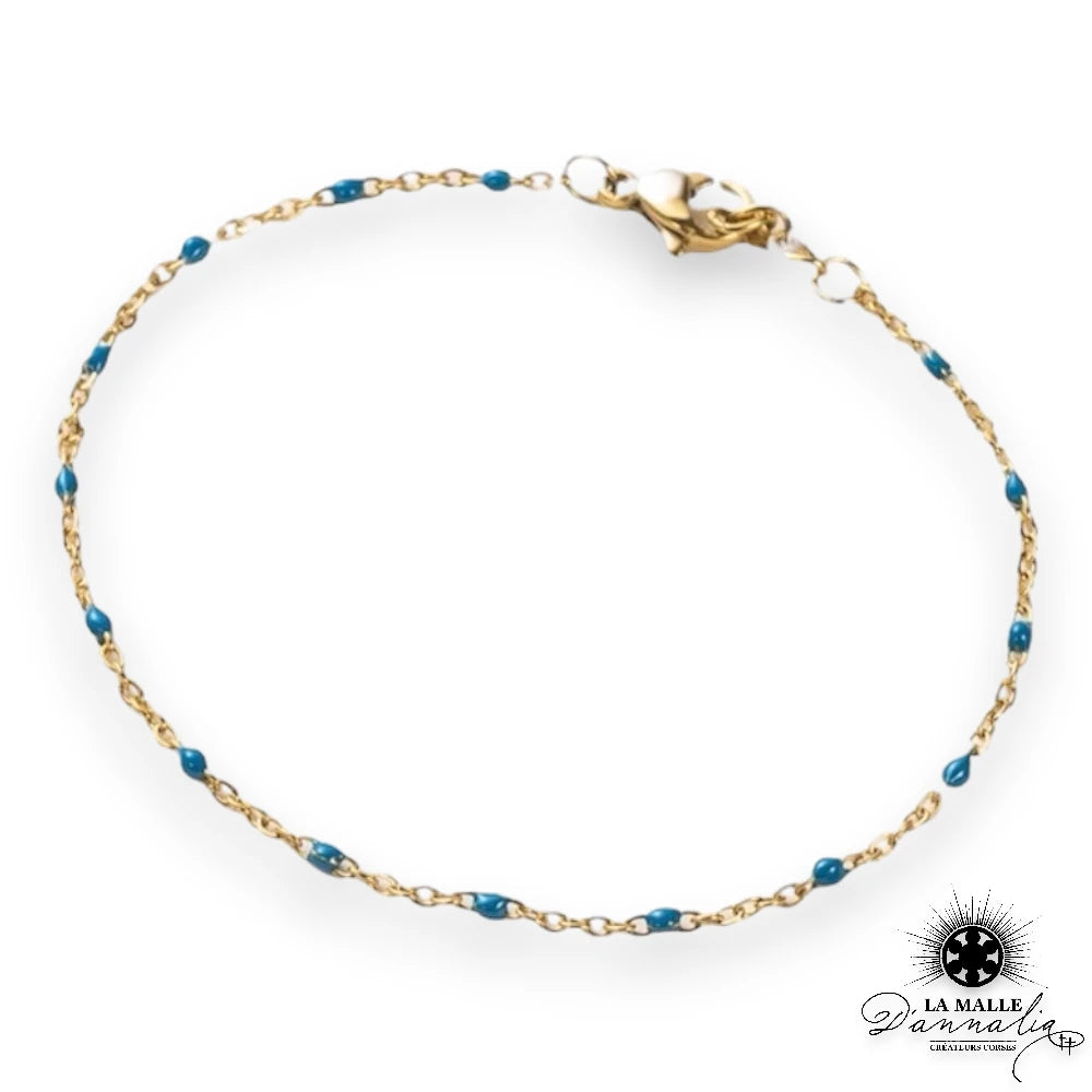 bracelet acier inoxydable raisine fin turquoise lamalledannalia