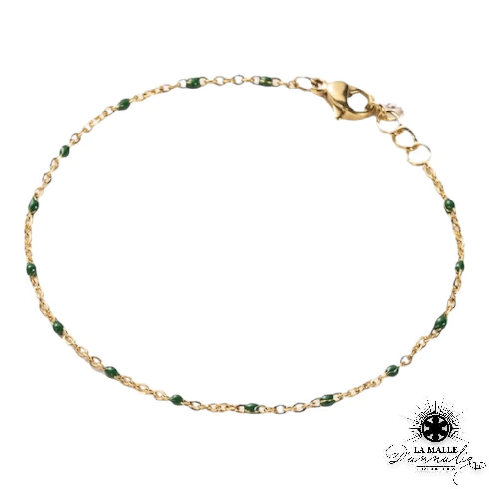 bracelet acier inoxydable raisine fin vert fonce lamalledannalia