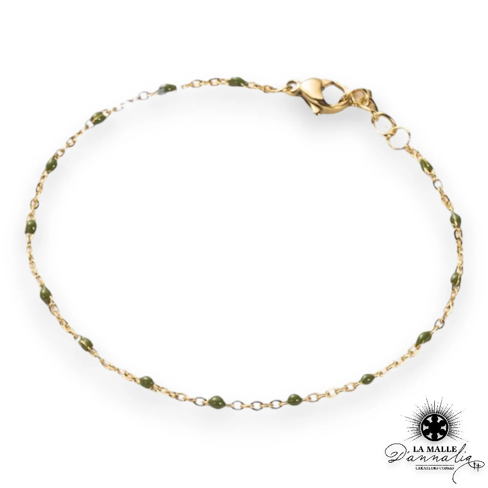 bracelet acier inoxydable raisine fin kaki lamalledannalia