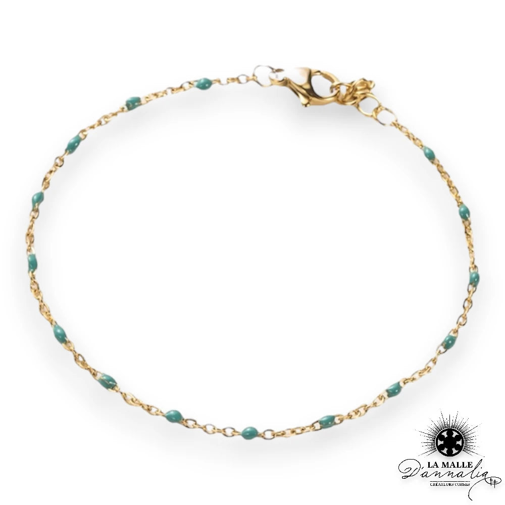 bracelet acier inoxydable raisine fin vert lamalledannalia