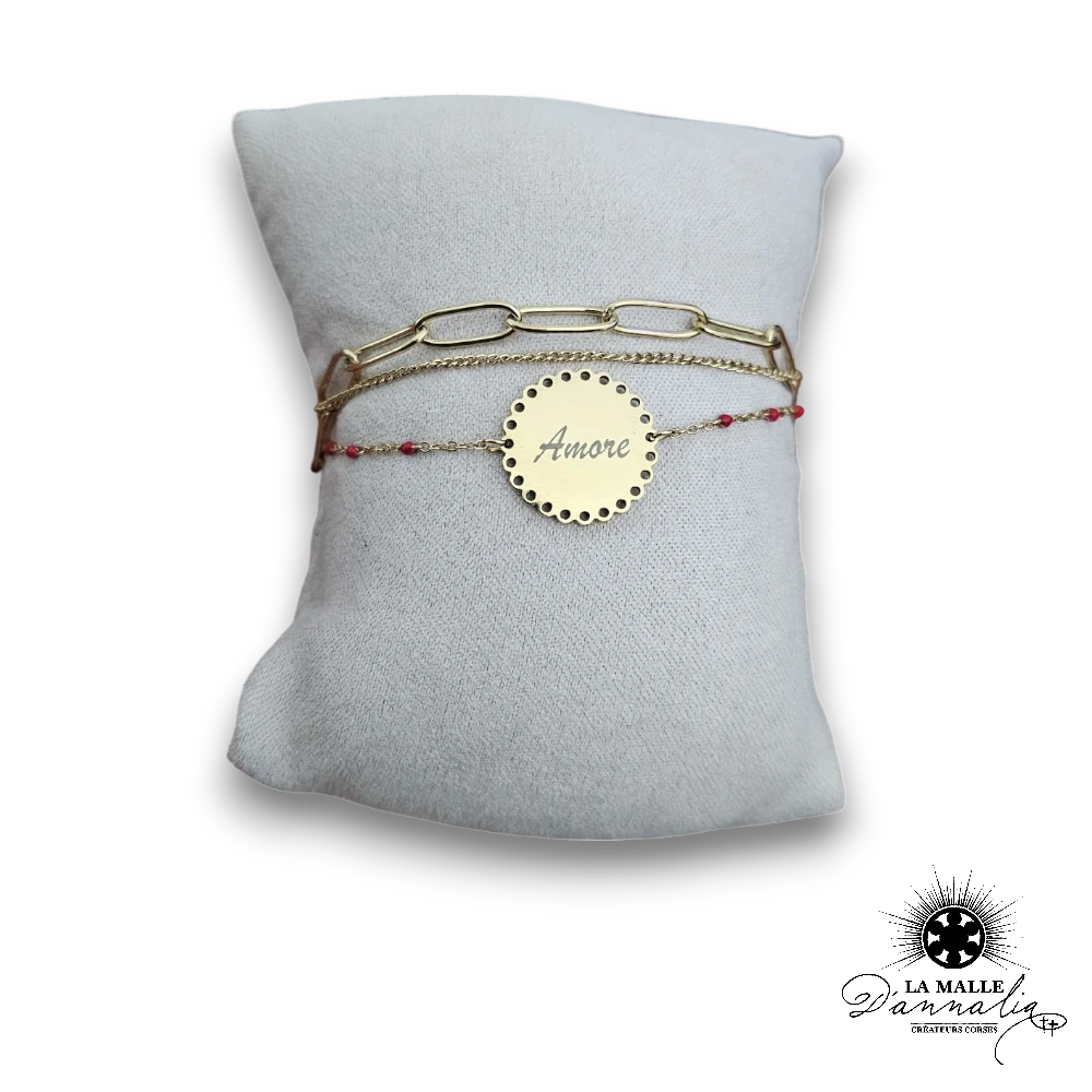 bracelet amore acier inoxydable rouge lamalledannalia