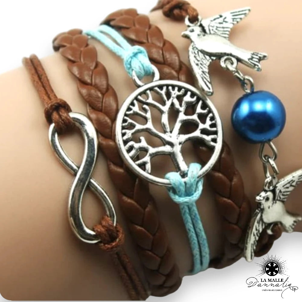 Bracelet colombe arbre de vie symbole infini