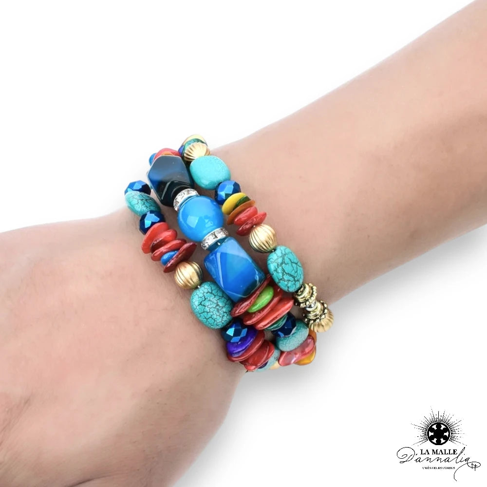 Bracelet fantaisie avec perles rouges