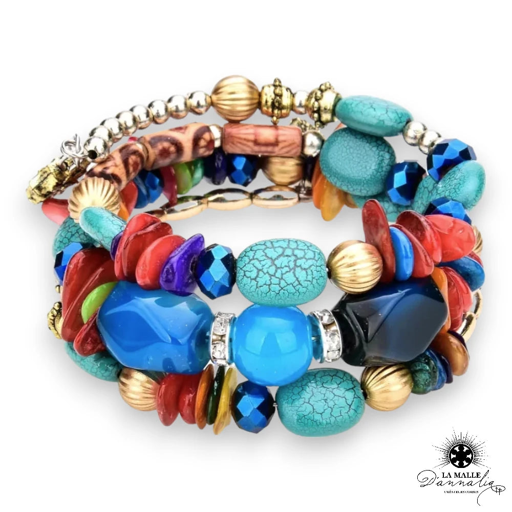 Bracelet fantaisie avec perles rouges