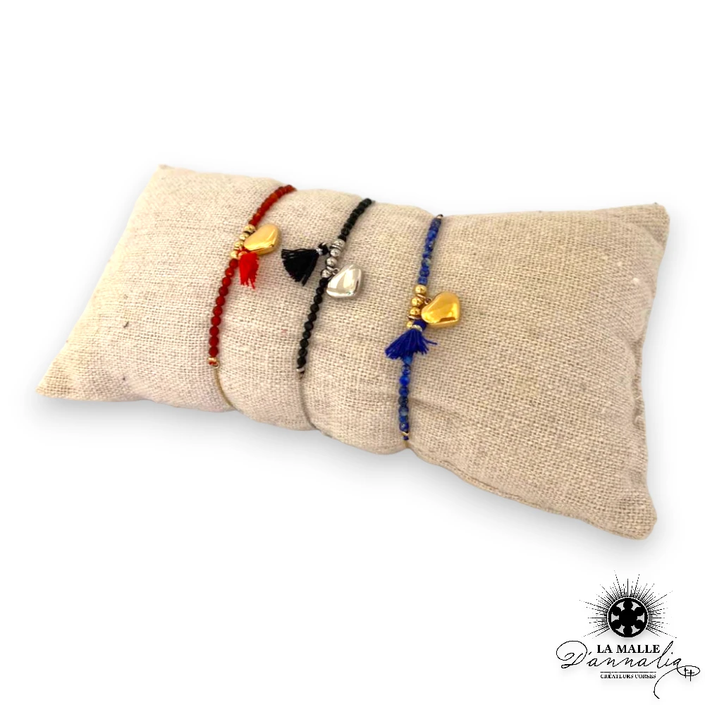 bracelet coeur acier inoxydable perle lamalledannalia