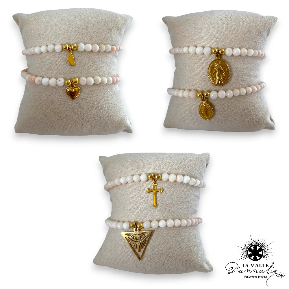 bracelet corail blanc createur corse breloque religieu lamalledannalia