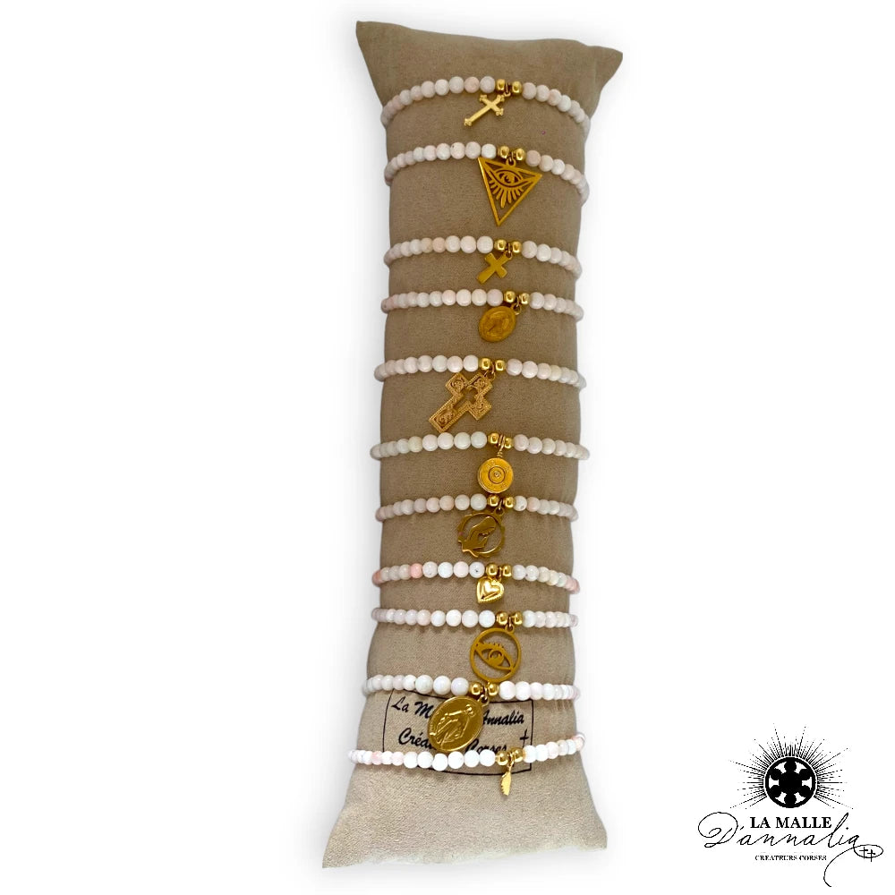 bracelet corail blanc creation createur corse breloque religieu lamalledannalia