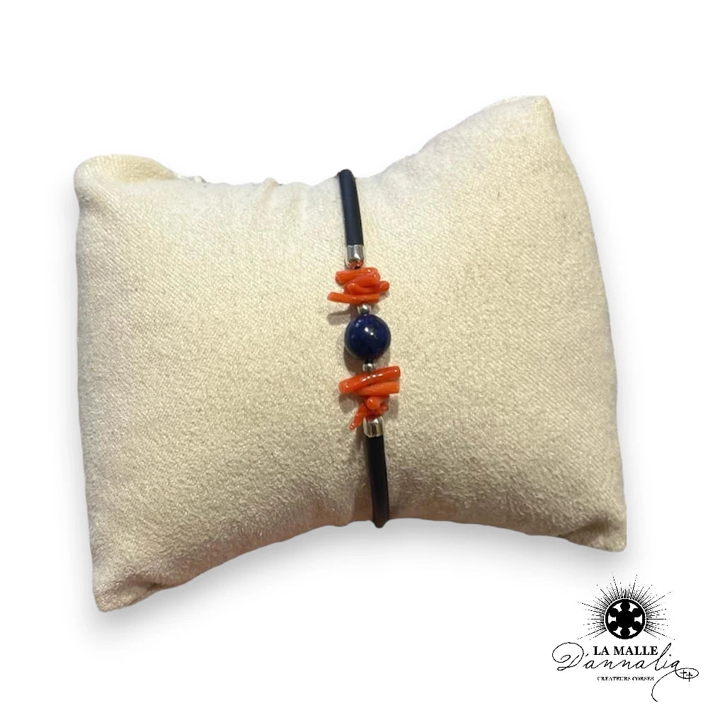 bracelet corail lapis memoire de forme lamalledannalia