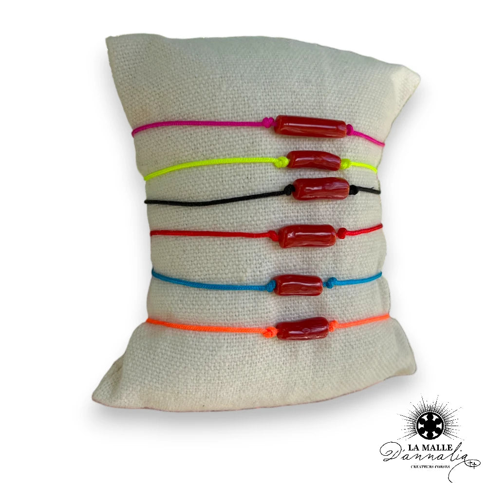 bracelet corail tube fil createur corse lamalledannalia-1