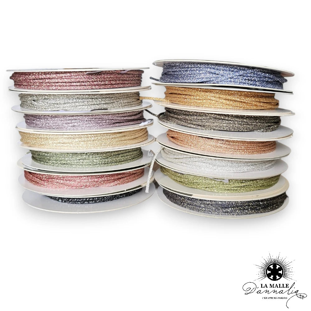 Bracelet cordon pailleté avec un oeil de sainte lucie de méditerranée cordon lurex femme