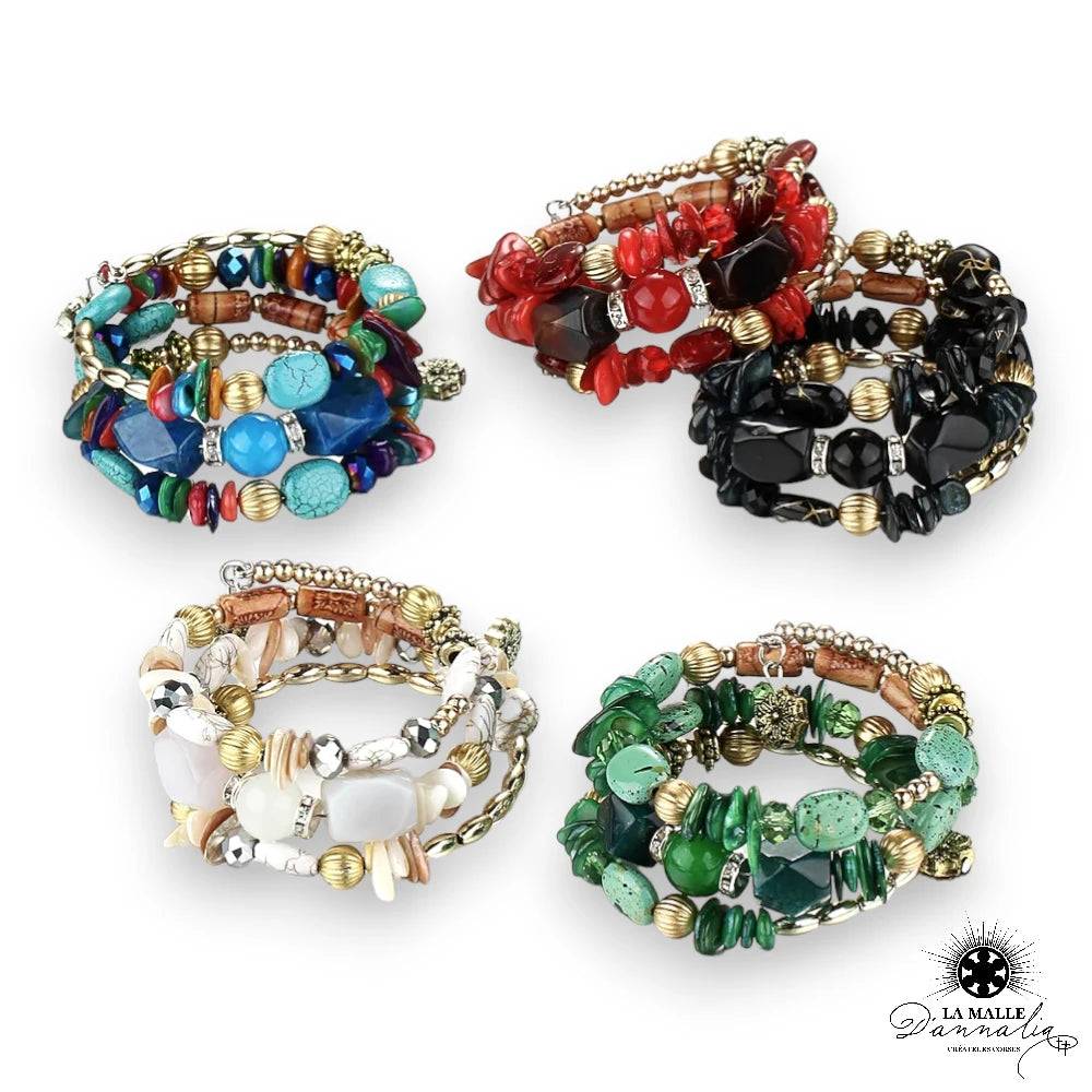 Bracelet fantaisie avec perles rouges