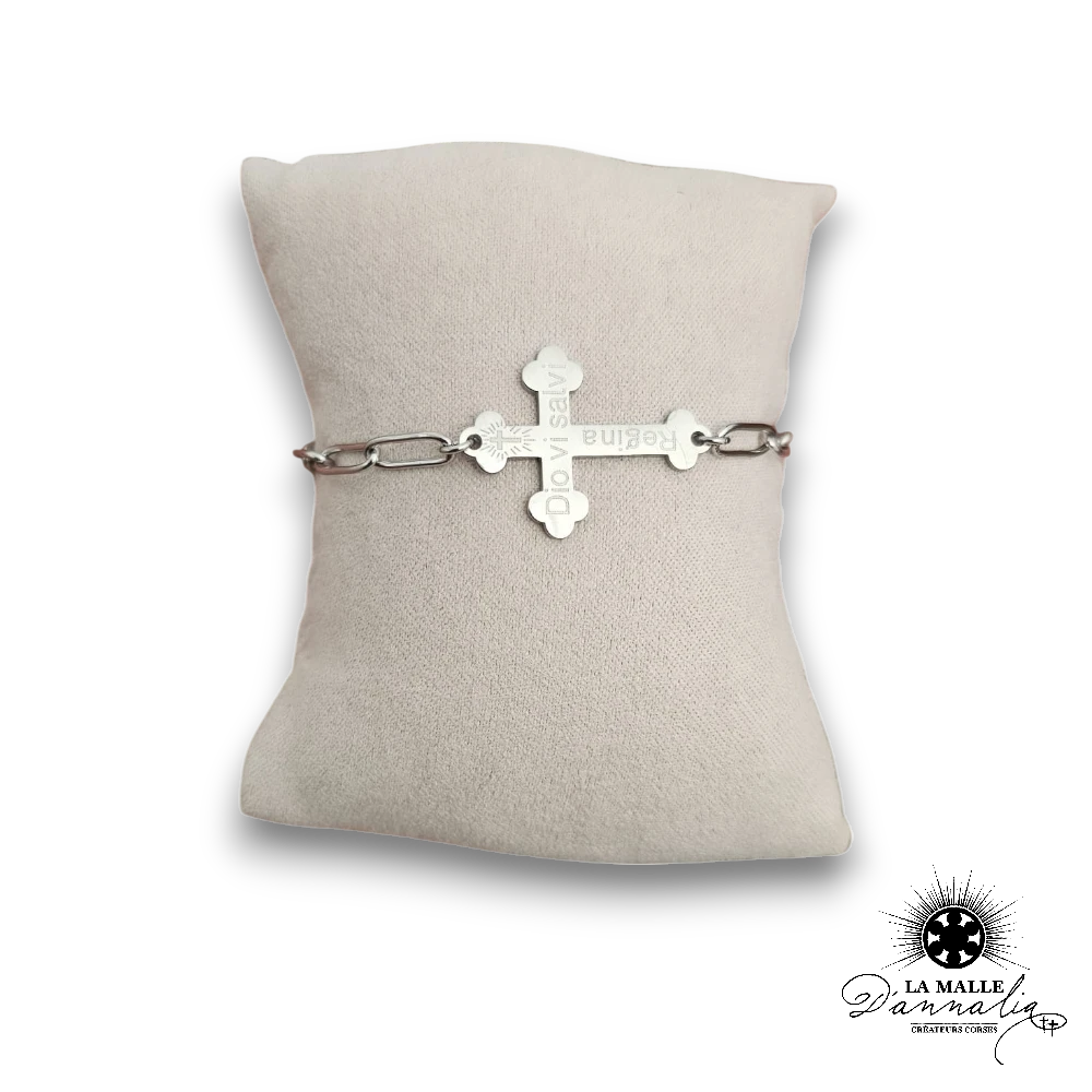 bracelet croix argente dio vi salvi regina lamalledannalia