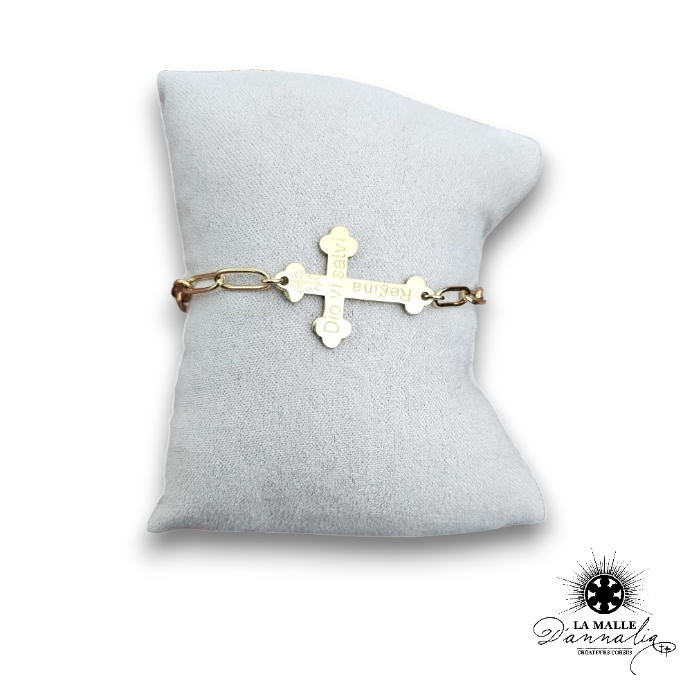 bracelet croix dore acier inoxydable lamalledannalia