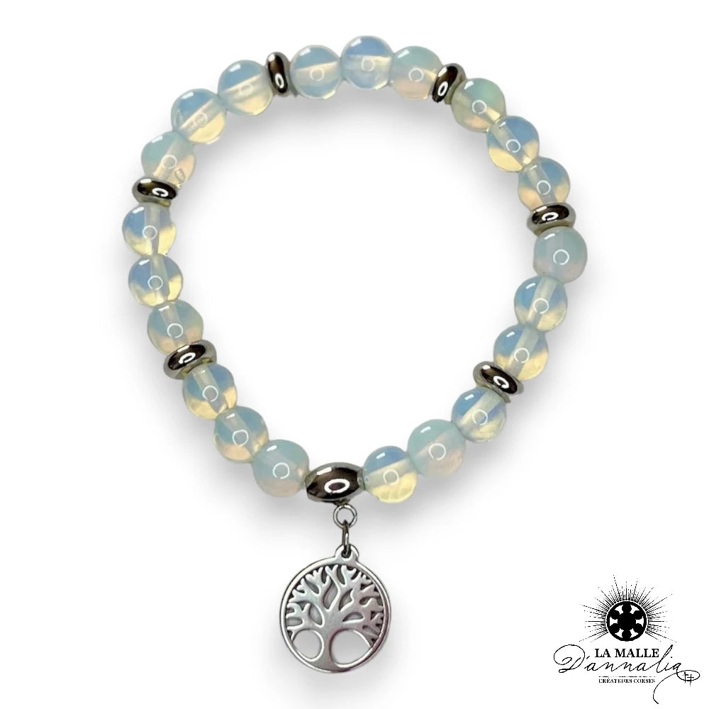 bracelet elastique cristal de roche arbre de vie lamalledannalia
