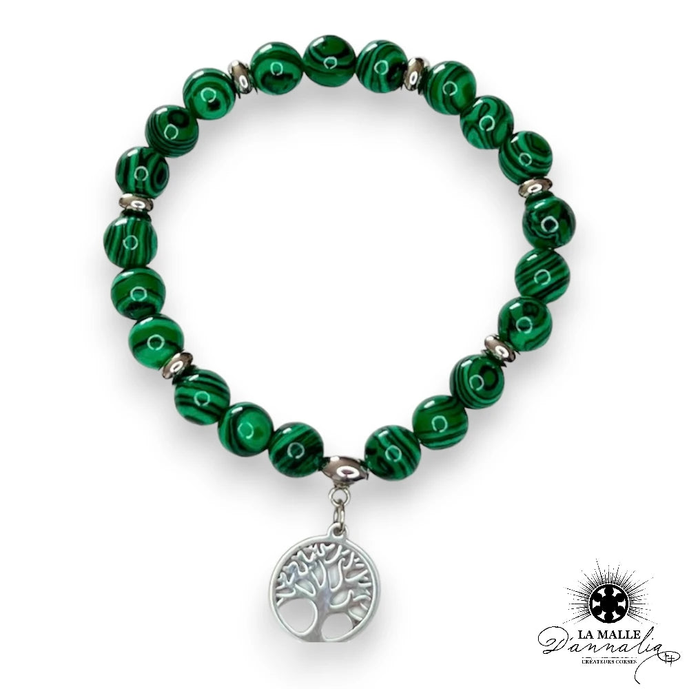 Bracelet Baroque En Malachite Naturelle - Pierre Verte - Élastique - Neuf Sans Emballage