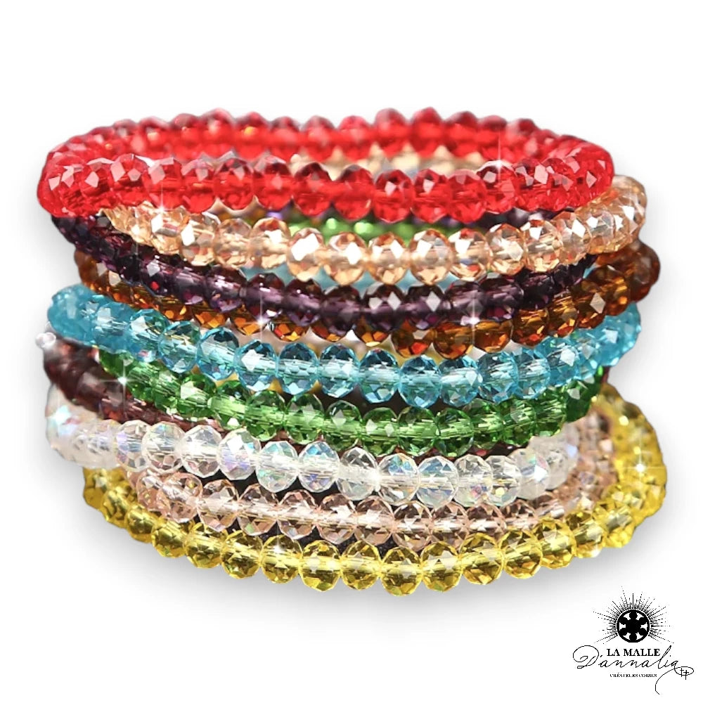Bracelet Perles Métal Et Pâte De Verre Sur élastique – Couleur Argenté/vert – Occasion TBE