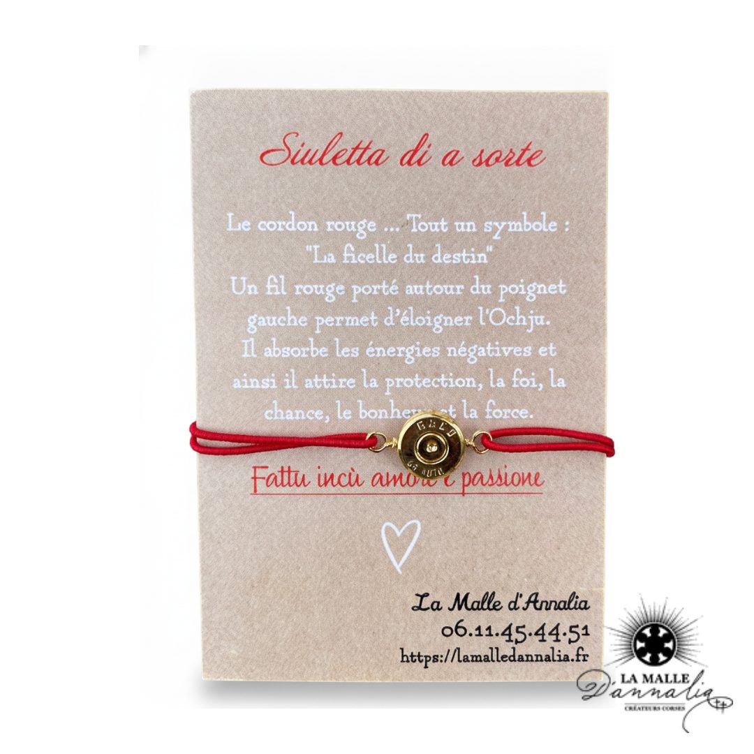 Bracelet Fil Rouge Douille 9mm & Breloque Corse — Artisanat Bastia
