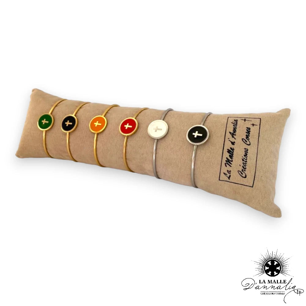 bracelet jonc acier inoxydable croix lamalledannalia