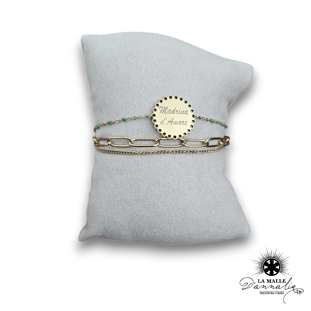 bracelet madrina amore acier inoxydable vert lamalledannalia
