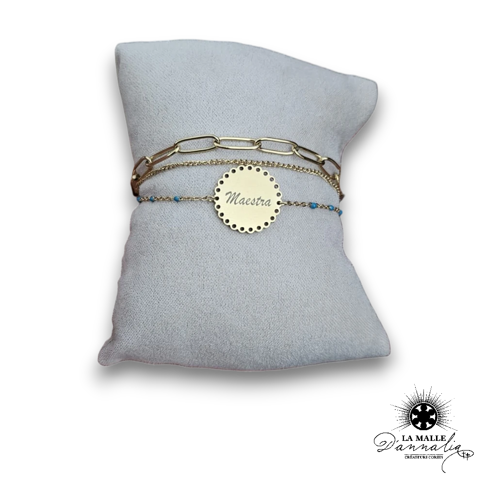 bracelet maestra acier inoxydable bleu lamalledannalia