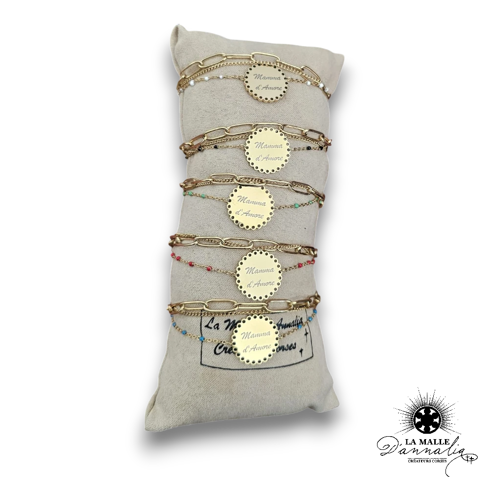 bracelet mamma amore couleur acier inoxydable lamalledannalia
