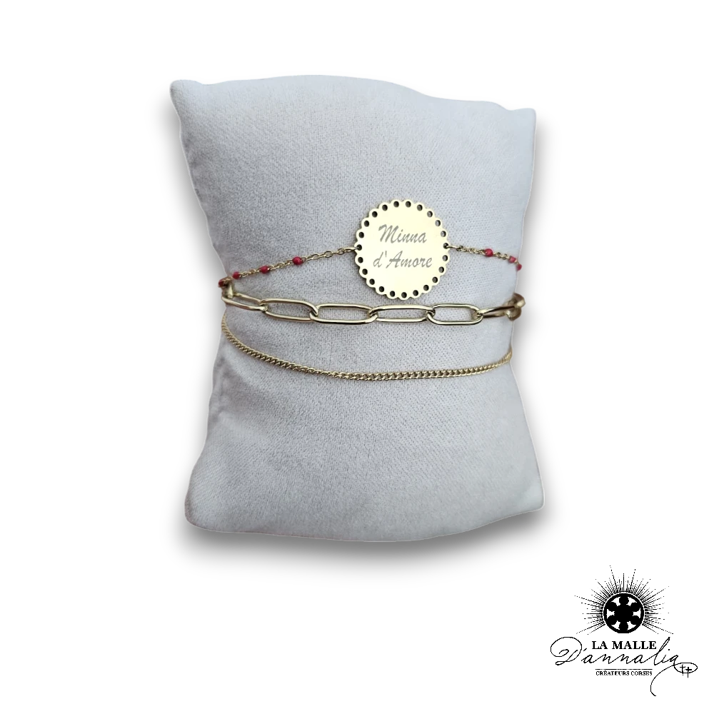bracelet minna amore rouge acier inoxydable lamalledannalia