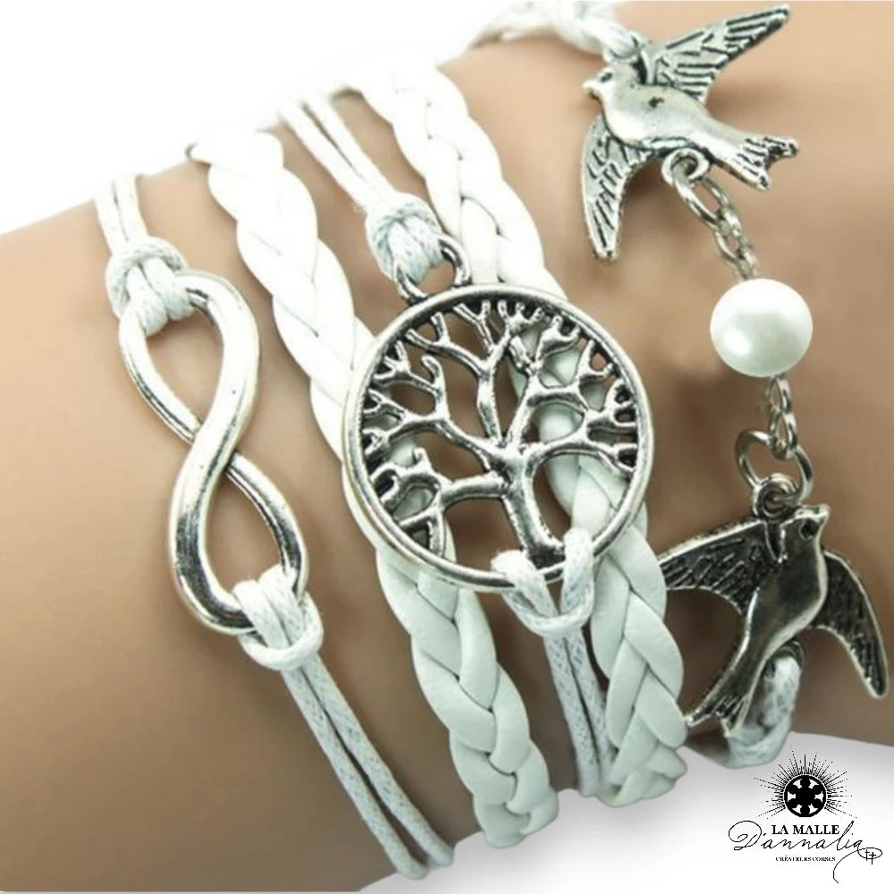 Bracelet colombe arbre de vie symbole infini