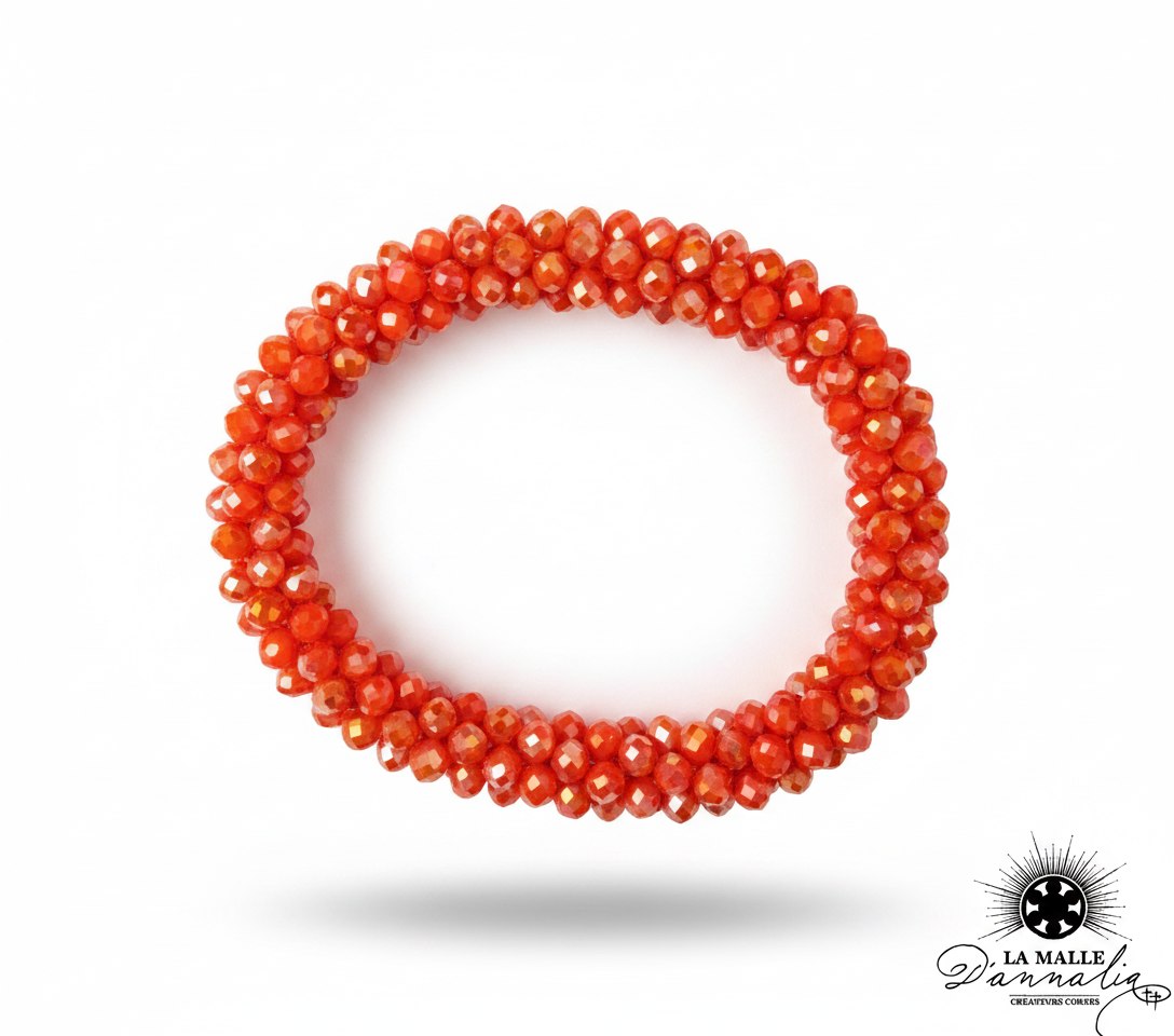 Bracelet perles facettées orange scintillantes lamalledannalia