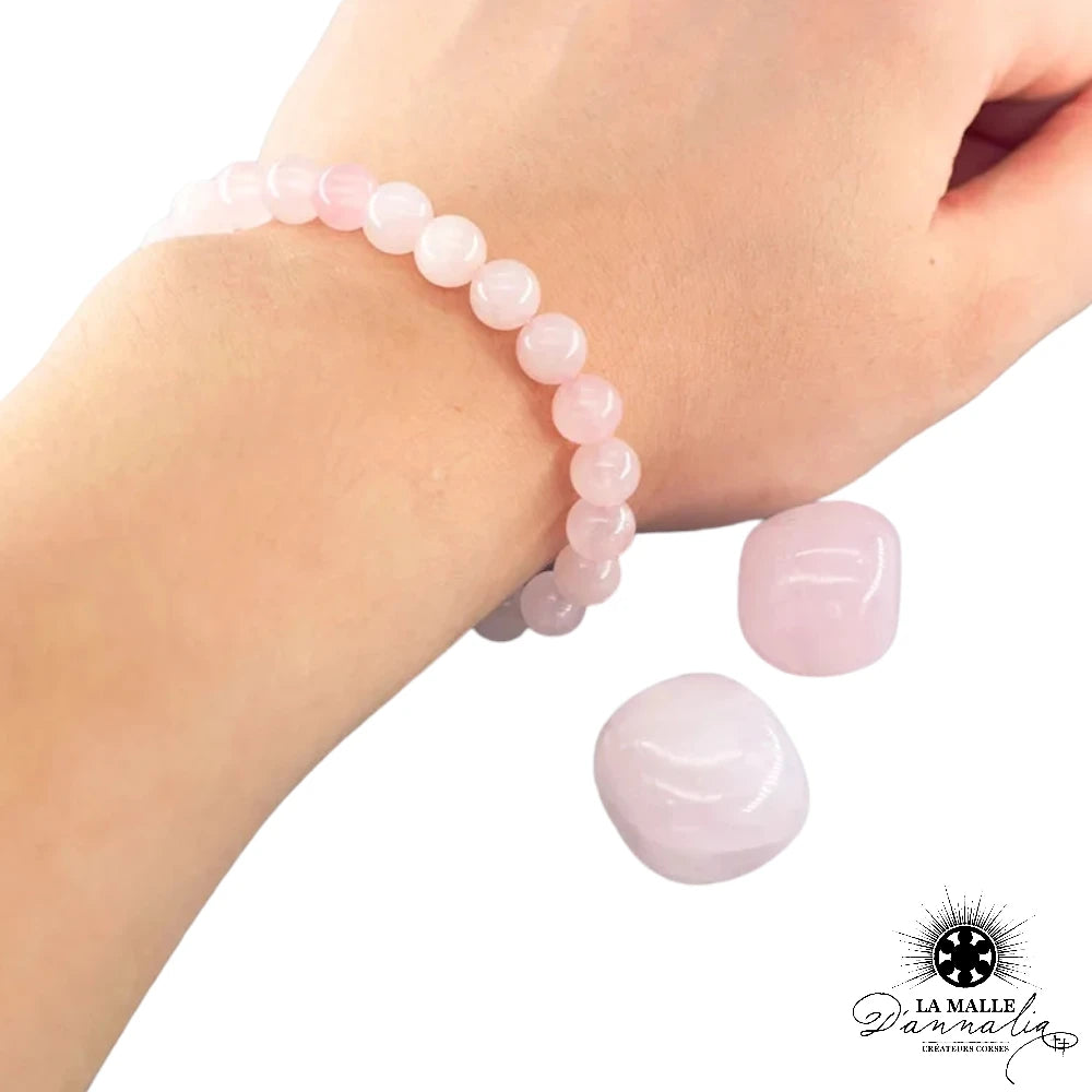 bracelet quartz rose elastique lamalledannalia