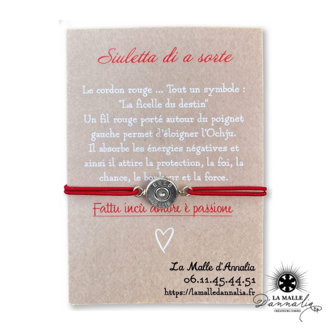 Bracelet Fil Rouge Douille 9mm & Breloque Corse — Artisanat Bastia