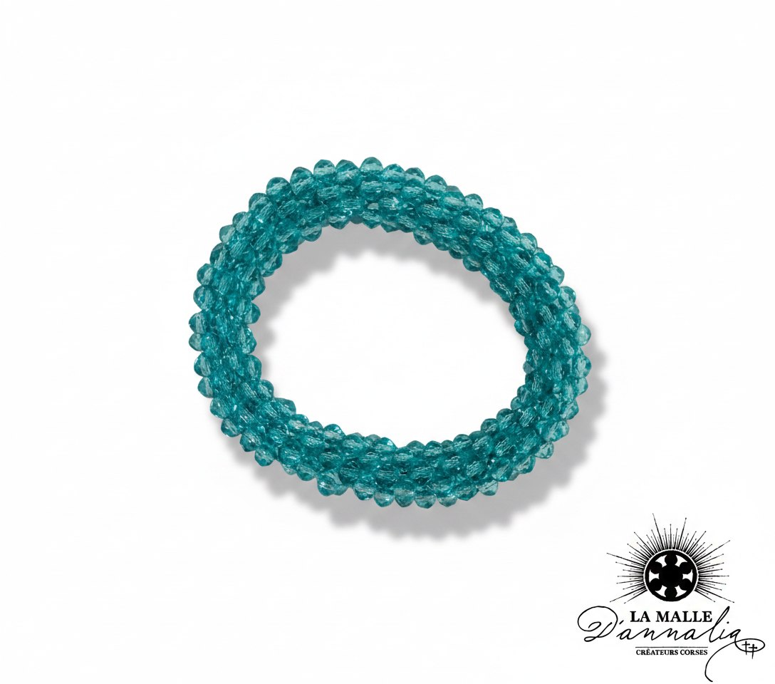 Bracelet rond perles facettées bleu turquoise lamalledannalia