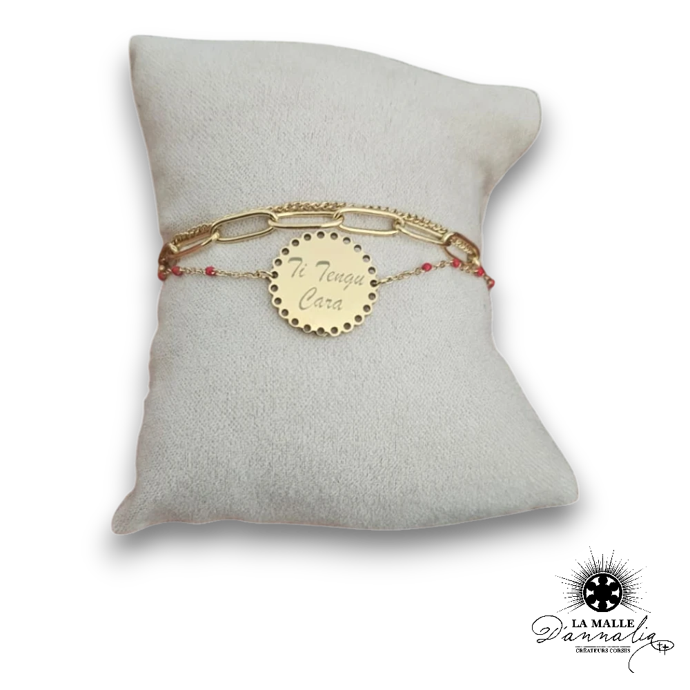 bracelet tengu cara rouge acier inoxydable lamalledannalia