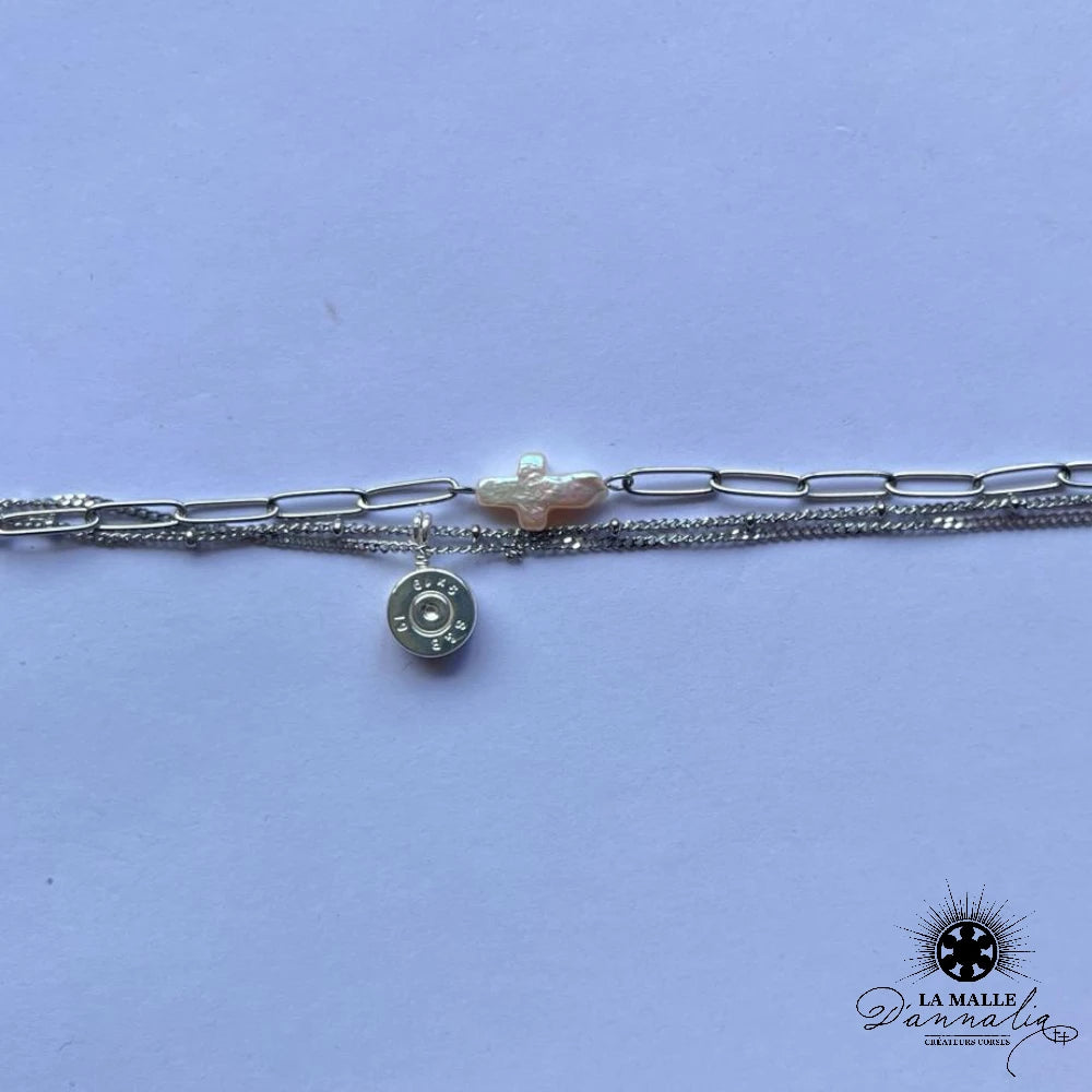 braceletacier-lamalledannalia-bijou-bracelet-douille-argent-bracelet-pampilles-pierreblanche-croix-religieux