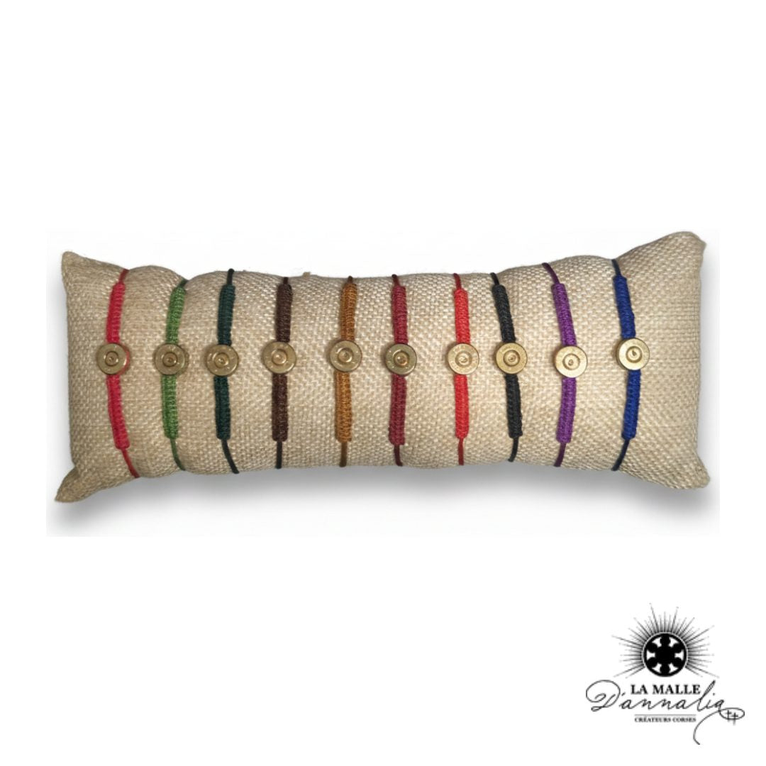 Bracelet Corde Douille Recyclée Laiton Tressage Fin — Cadeau Artisanal Corse