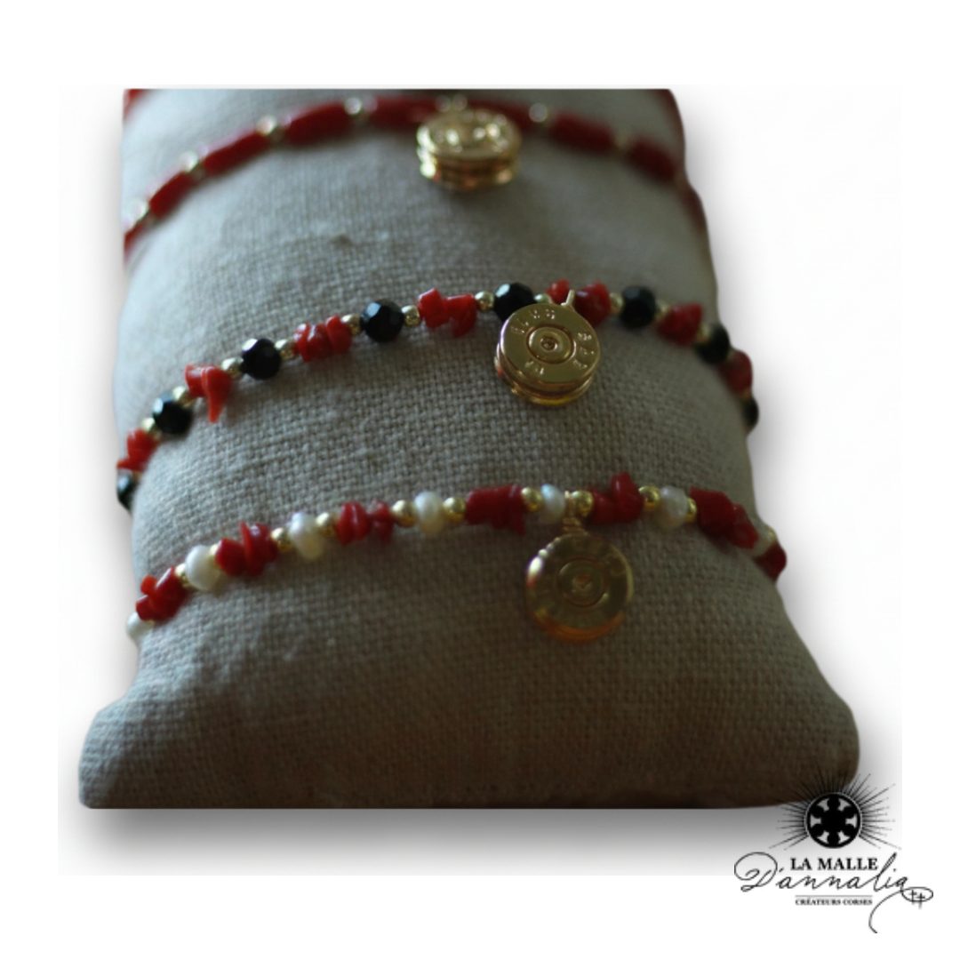 CALVI — Bracelet Corail & Douille Dorée Or Fin | La Malle d'Annalia