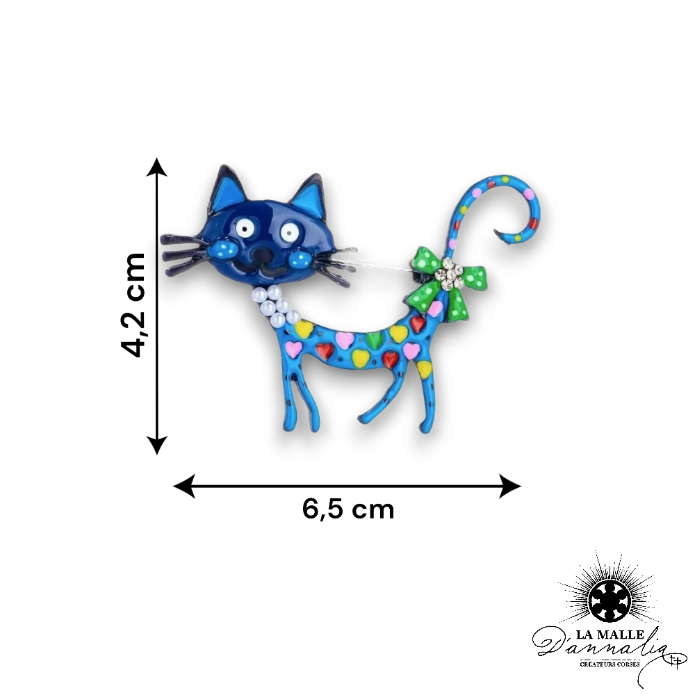 broche bijou chat bleu lamalledannalia