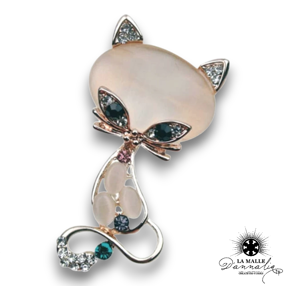broche bijou chat rose lamalledannalia