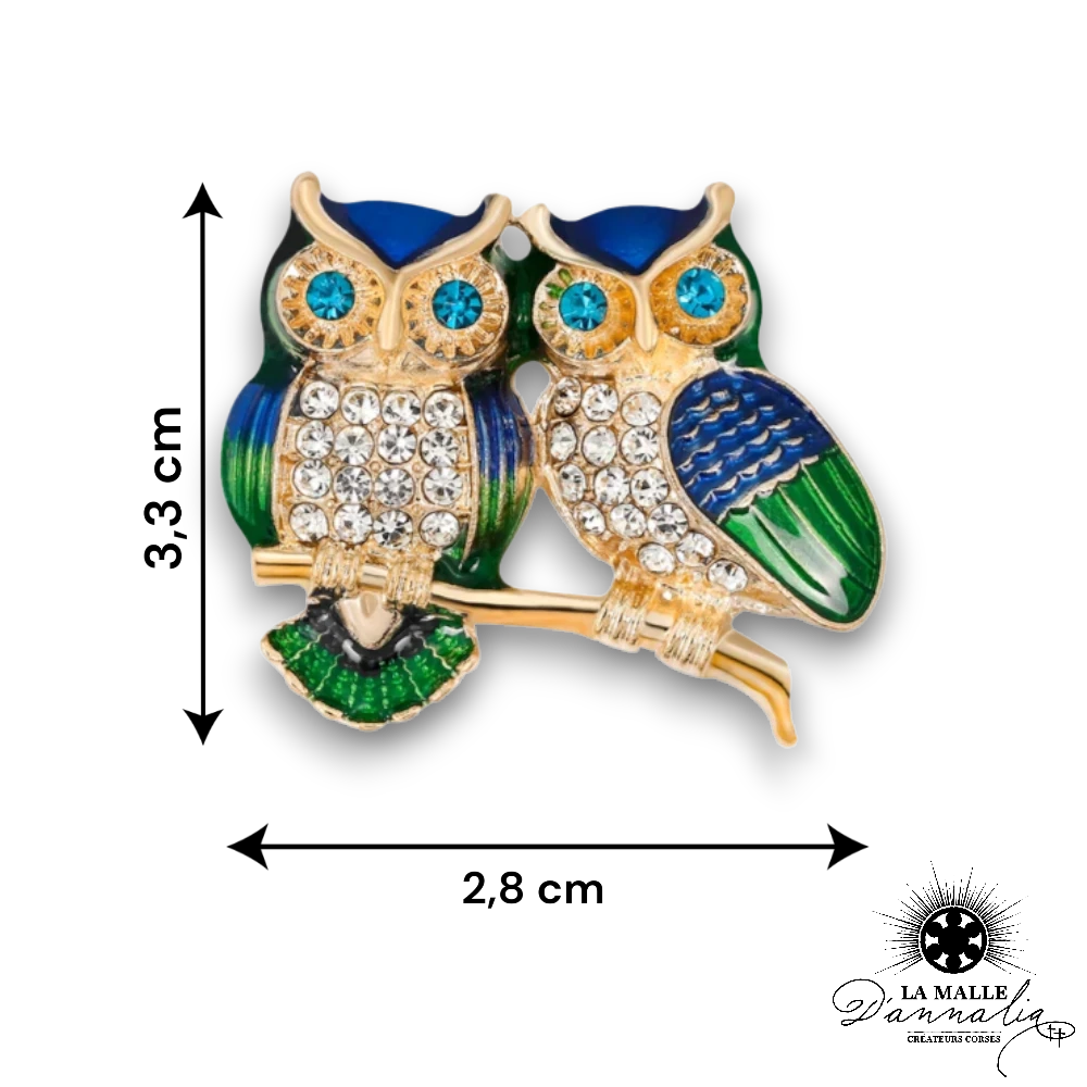 broche bijoux hibou vert lamalledannalia