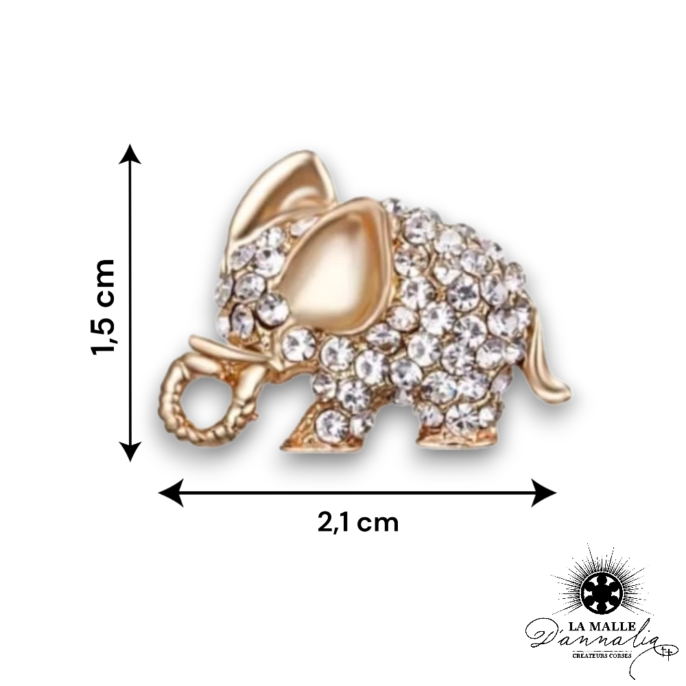 broche elephan dore strass lamalledannalia