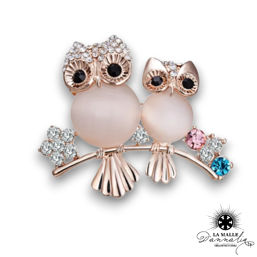 broche bijou hibou chouette strass lamalledannalia