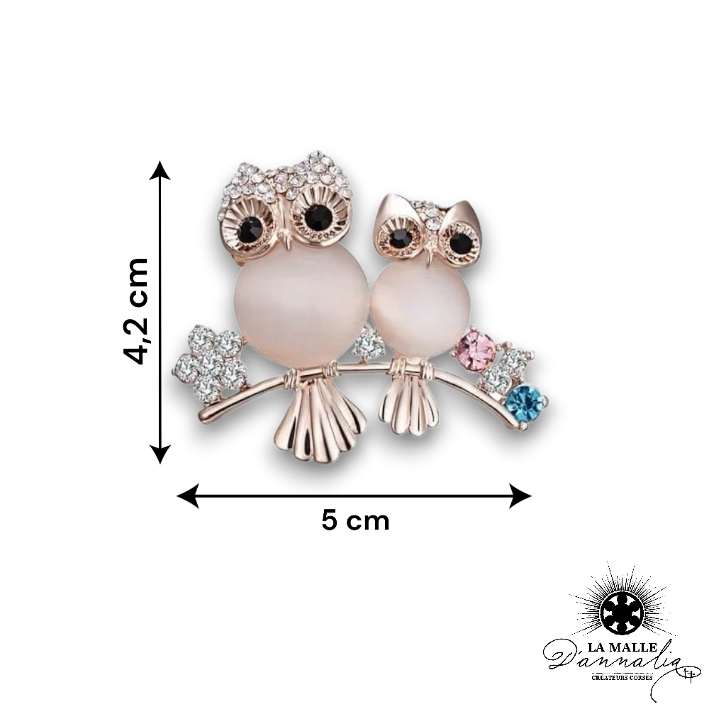 broche bijou hibou chouette strass lamalledannalia