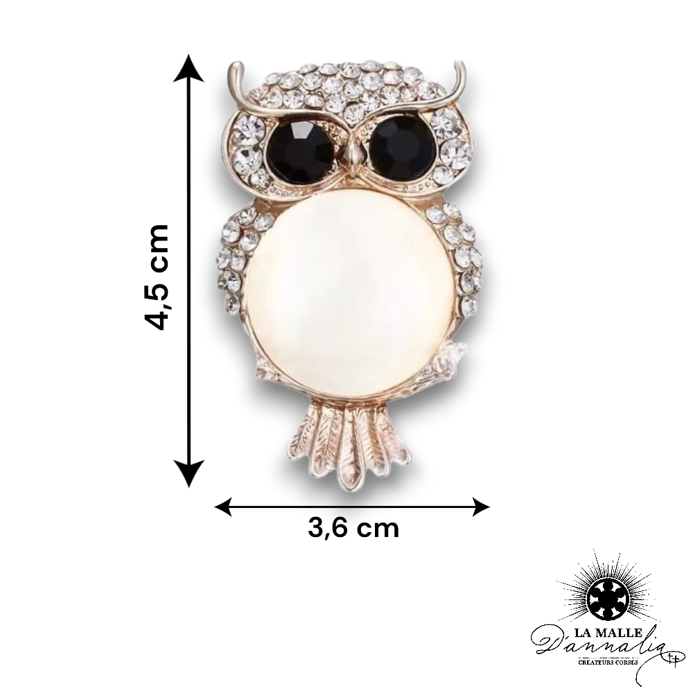 broche bijou hibou strass mesure lamalledannalia