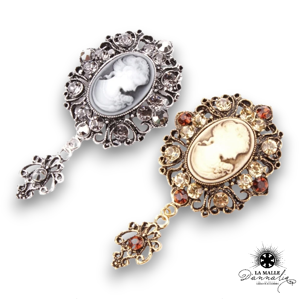 Broche Palestinienne Vintage – Métal Doré, Occasion – Pièce Ethnique Décorative