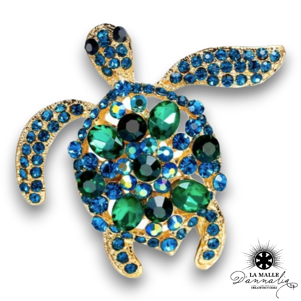 broche bijou tortue strass lamalledannalia