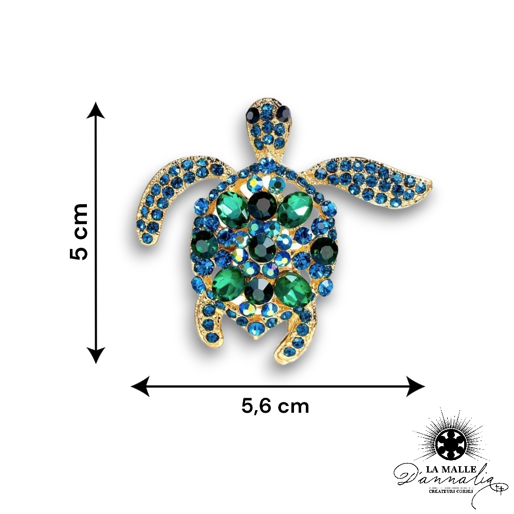 broche bijou tortue strass lamalledannalia