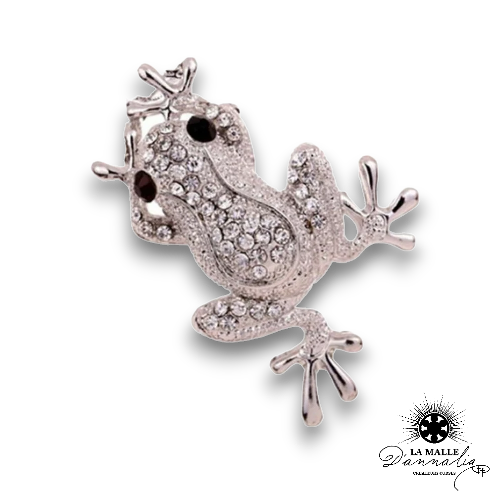 broche bijoux grenouille argent strass lamalledannalia