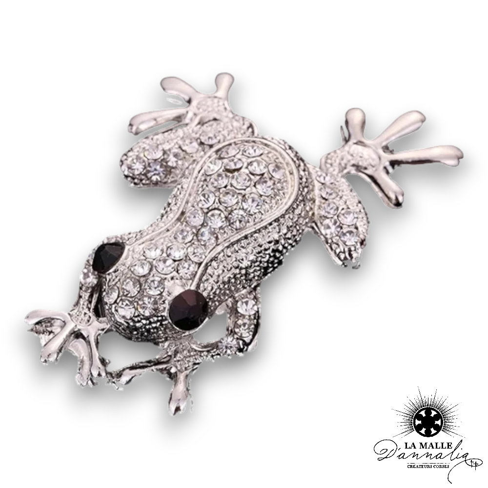 broche bijoux grenouille argent strass lamalledannalia