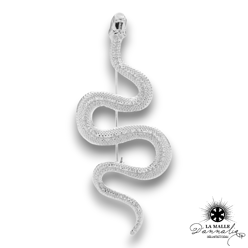 broche bijoux serpent argent lamalledannalia