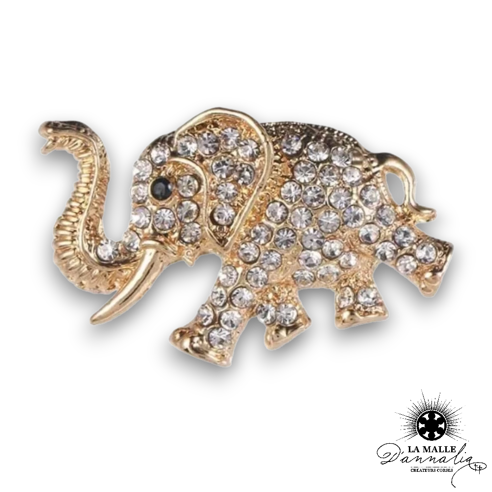 broche elephan dore strass lamalledannalia