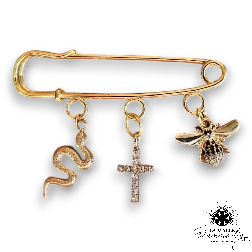 broche fantaisie croix serpent abeille